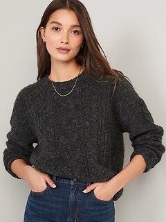 Heathered Cable-Knit Sweater for Women