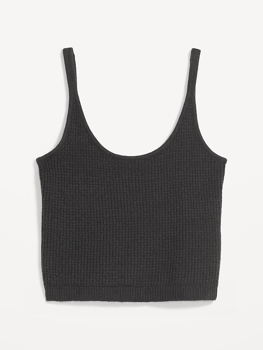 Image number 4 showing, Cropped Waffle-Knit Lounge Cami Tank Top