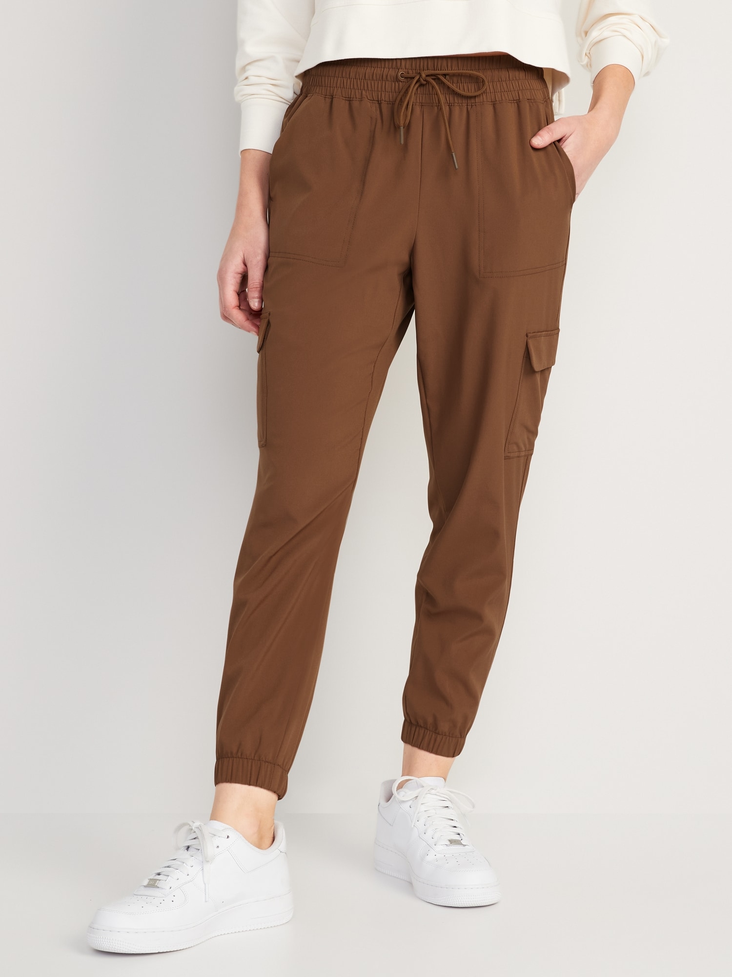 Old Navy High-Waisted StretchTech Cargo Jogger Pants for Women brown. 1