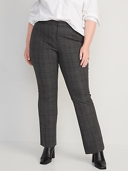 High-Waisted Plaid Never-Fade Pixie Flare Pants for Women