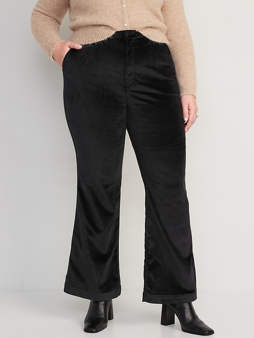 Image number 7 showing, Extra High-Waisted Velvet Trouser Flare Pants for Women