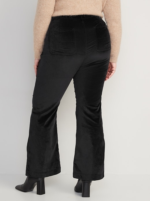 Image number 8 showing, Extra High-Waisted Velvet Trouser Flare Pants for Women