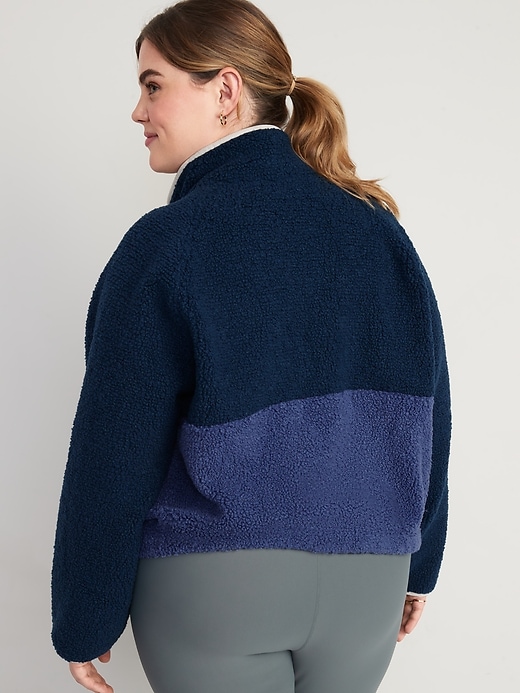 Image number 8 showing, Long-Sleeve Oversized Two-Tone Sherpa Sweatshirt