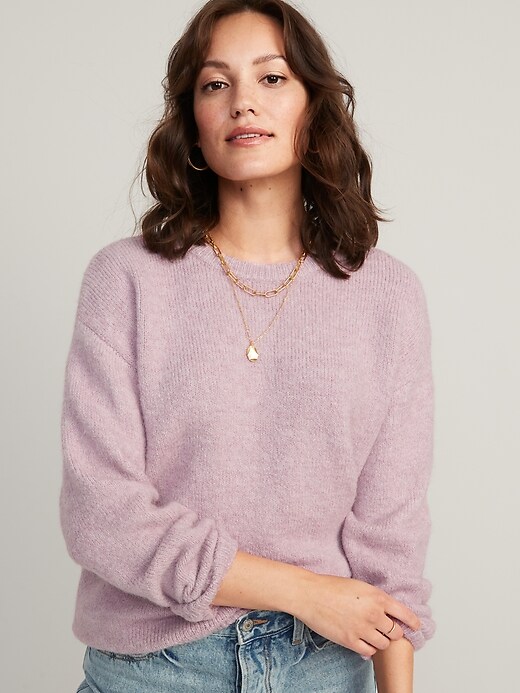 Image number 1 showing, Cozy Plush-Yarn Cocoon Tunic Sweater