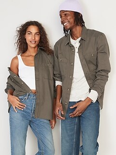 Oversized Cotton-Twill Gender-Neutral Overshirt for Adults