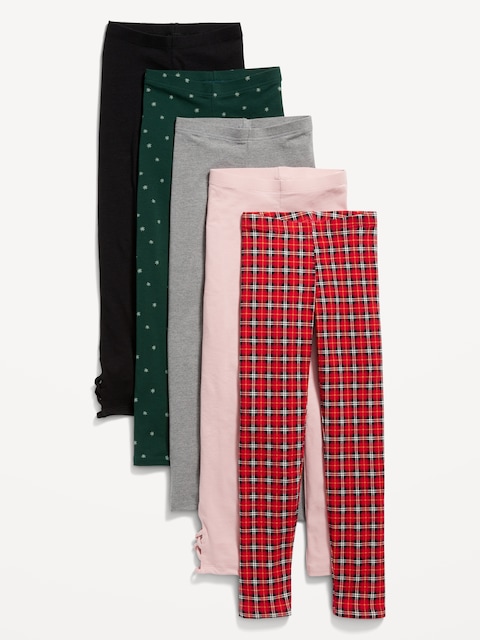Full-Length Built-In Tough Leggings Variety 5-Pack for Girls