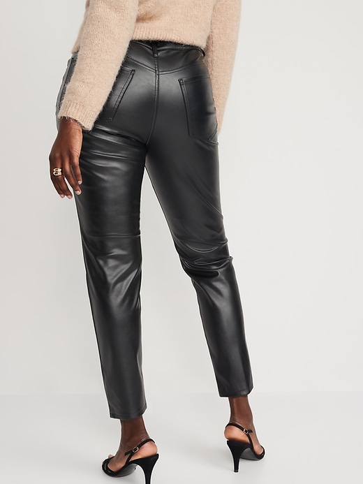 High-Waisted OG Straight Faux-Leather Ankle Pants for Women