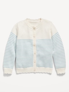 Scallop-Edged Button-Front Cardigan for Toddler Girls