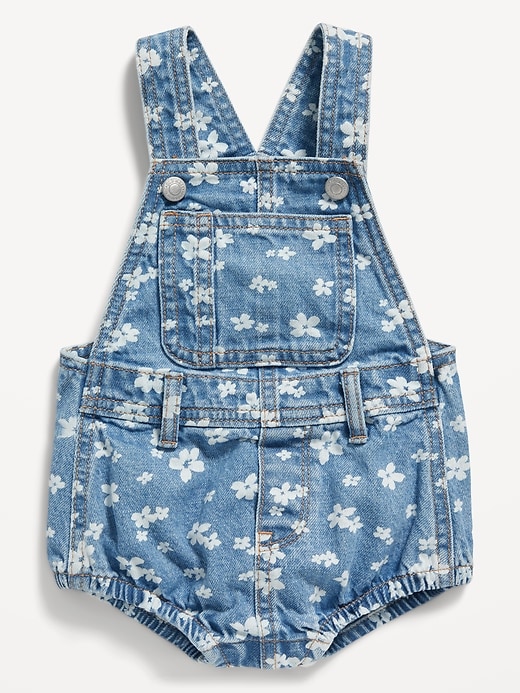Image number 1 showing, Printed Jean Shortall Romper for Baby
