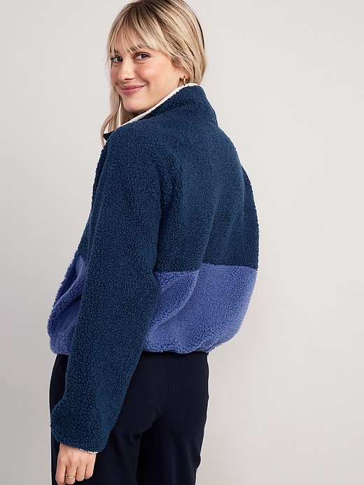 Image number 2 showing, Long-Sleeve Oversized Two-Tone Sherpa Sweatshirt