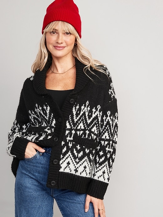 View large product image 1 of 1. Cozy Fair Isle Cardigan