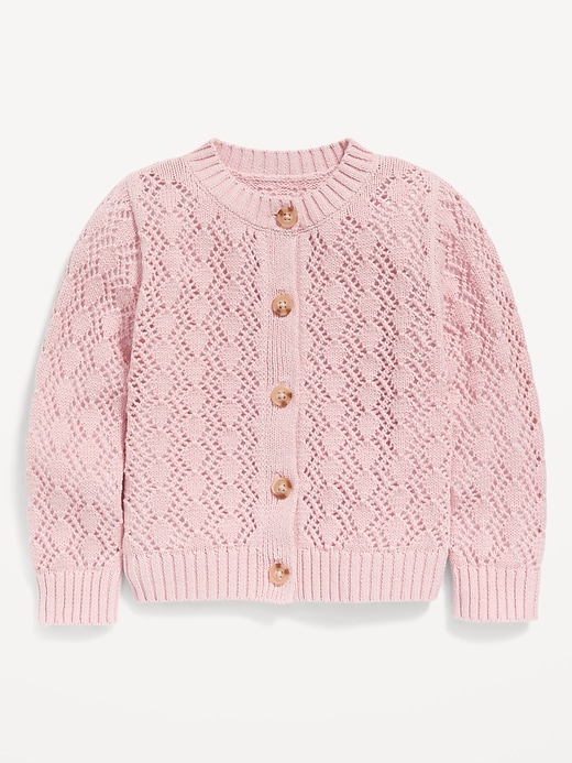 View large product image 1 of 2. Button-Front Pointelle Cardigan for Toddler Girls