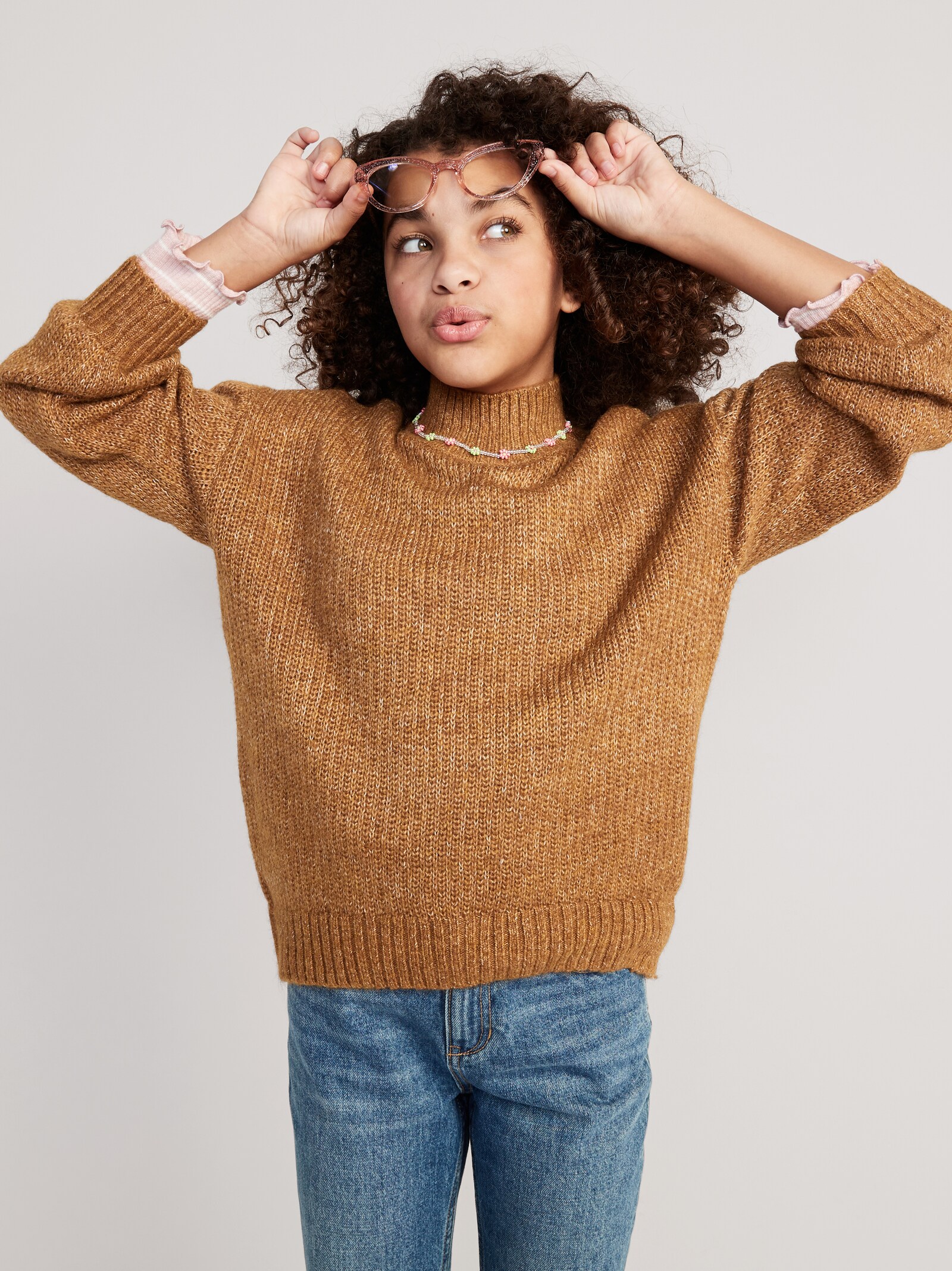 Cozy Mock-Neck Shaker-Stitch Cocoon 