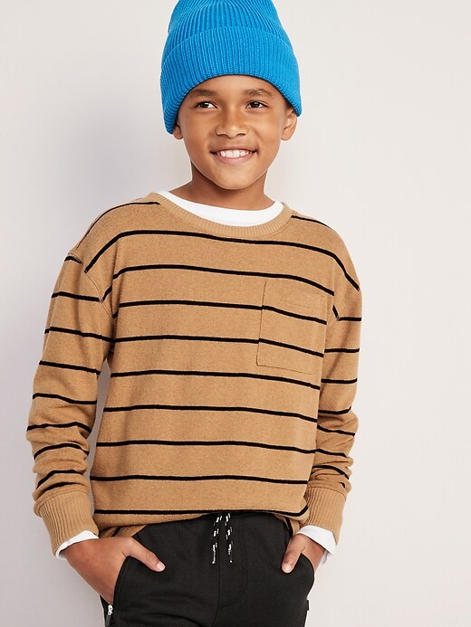View large product image 1 of 3. Long-Sleeve Thick-Knit Pocket T-Shirt for Boys
