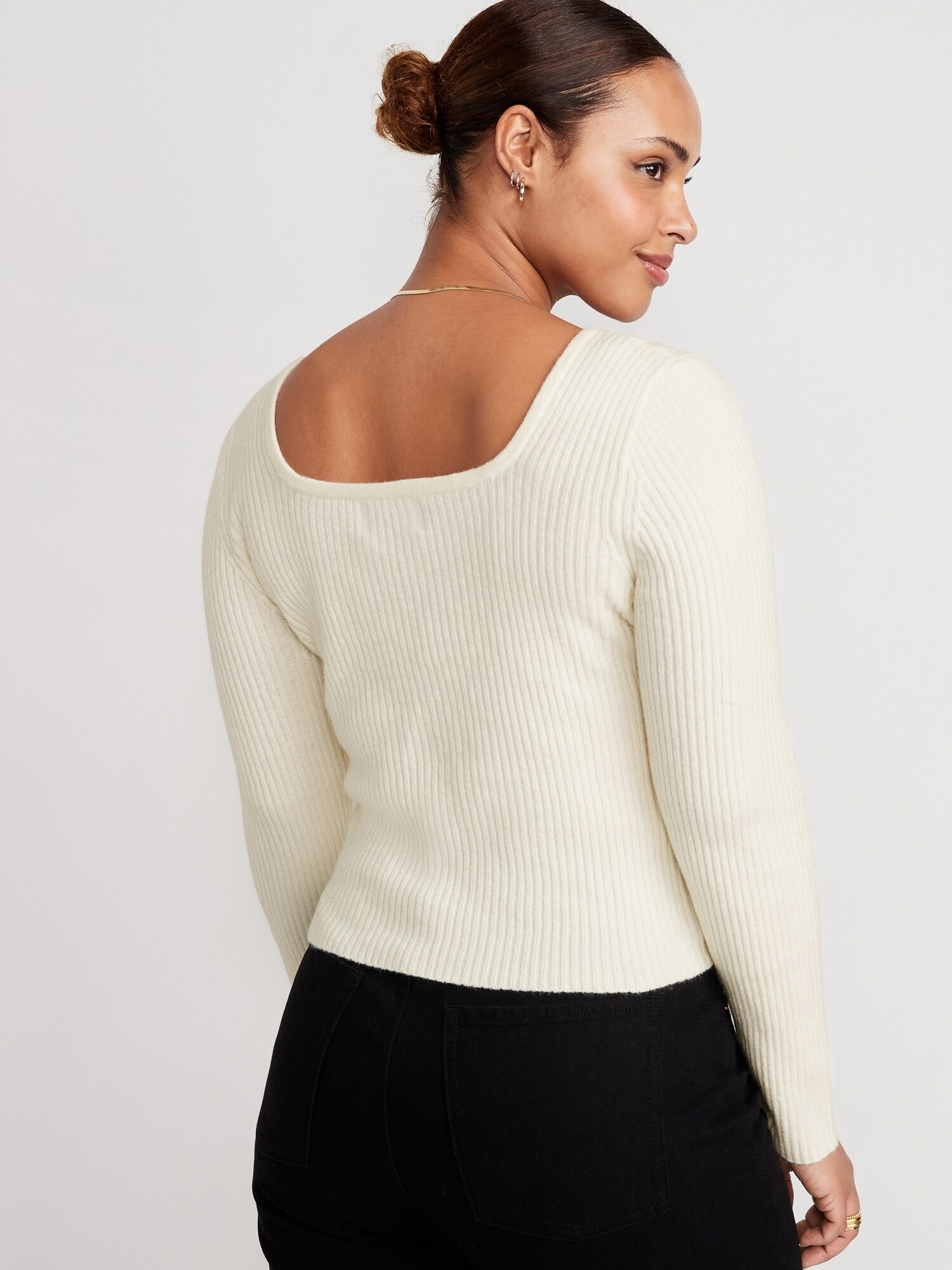Rib-knit Sweater - Cream - Ladies