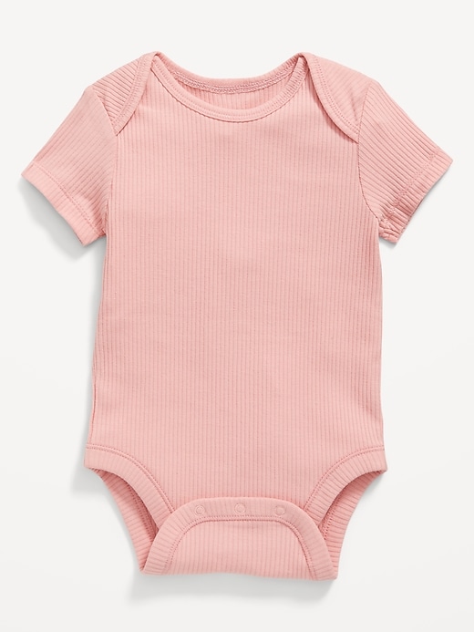 View large product image 1 of 2. Unisex Short-Sleeve Rib-Knit Bodysuit for Baby