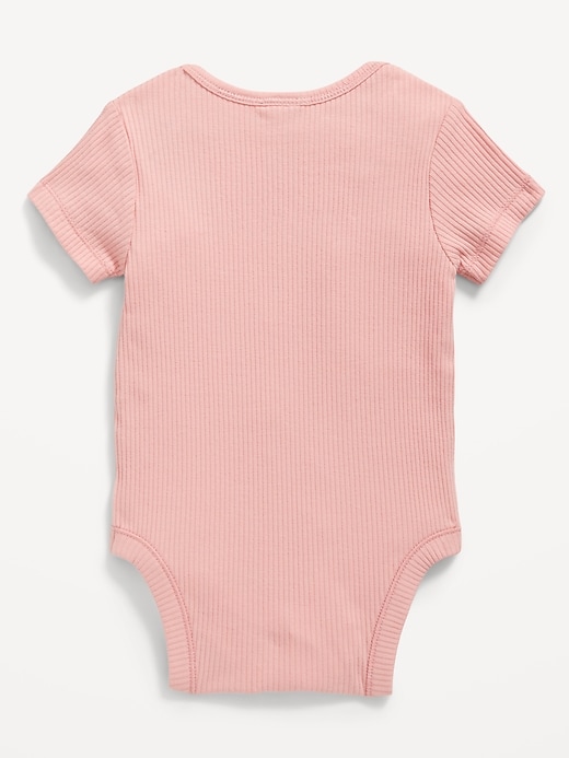 View large product image 2 of 2. Unisex Short-Sleeve Rib-Knit Bodysuit for Baby