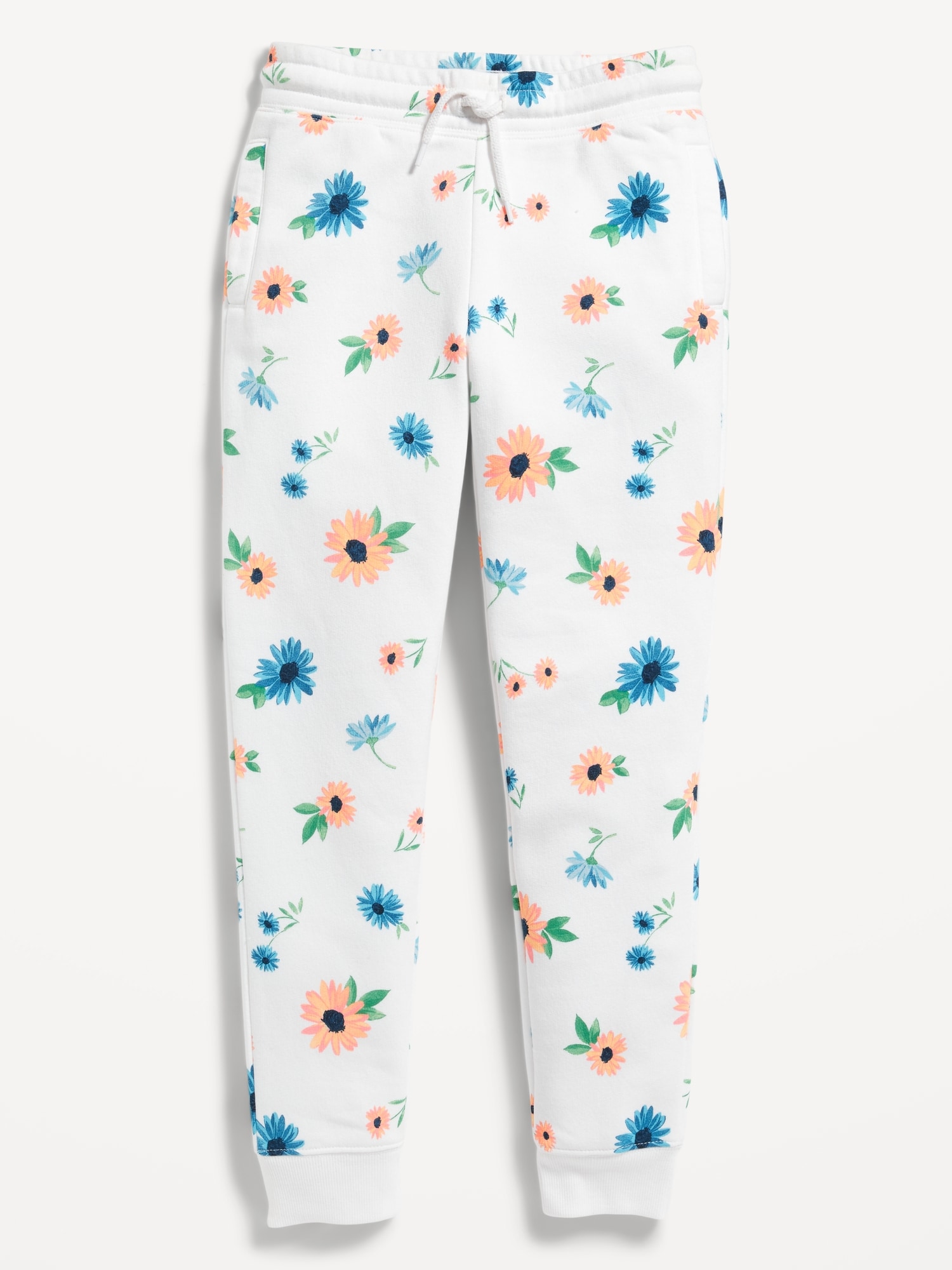 Old Navy Printed Vintage High-Waisted Jogger Sweatpants for Girls white. 1