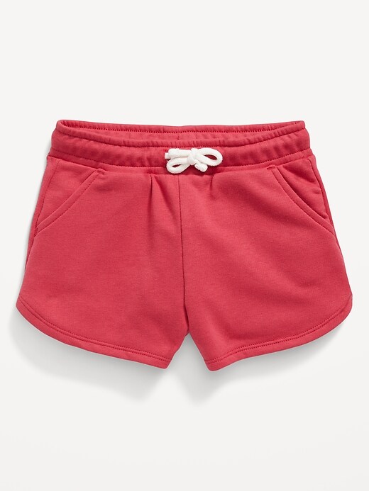 Image number 1 showing, French Terry Drawstring Dolphin-Hem Shorts for Toddler Girls