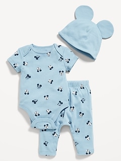 3-pièces unisexe Mickey Mouse de Disney©  Layette comprenant un cache-couche, un pantalon et un bonnet pour Bébé