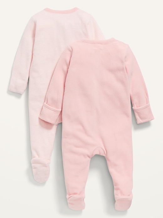 Voir une image plus grande du produit 2 de 2. Pyjama une-pièce à pieds en micromolleton pour bébé (paquet de 2)