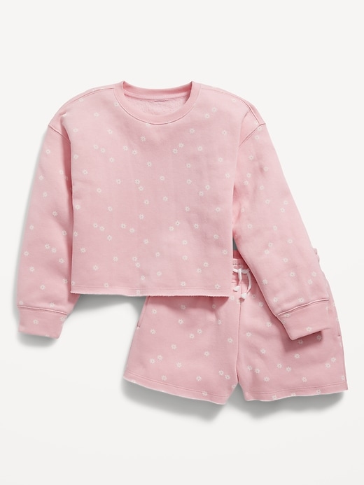 View large product image 1 of 1. Printed Crew-Neck Sweatshirt & Shorts Set for Girls