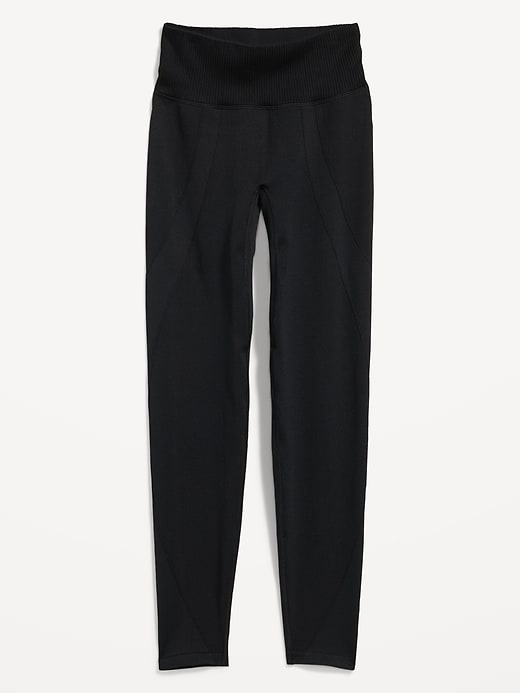 Image number 1 showing, High-Waisted Rib-Panel Seamless Leggings