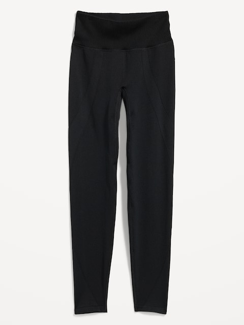 High-Waisted Rib-Panel Seamless Leggings