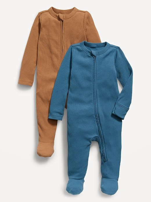 View large product image 1 of 1. Unisex 2-Way-Zip Sleep & Play Footed One-Piece 2-Pack for Baby