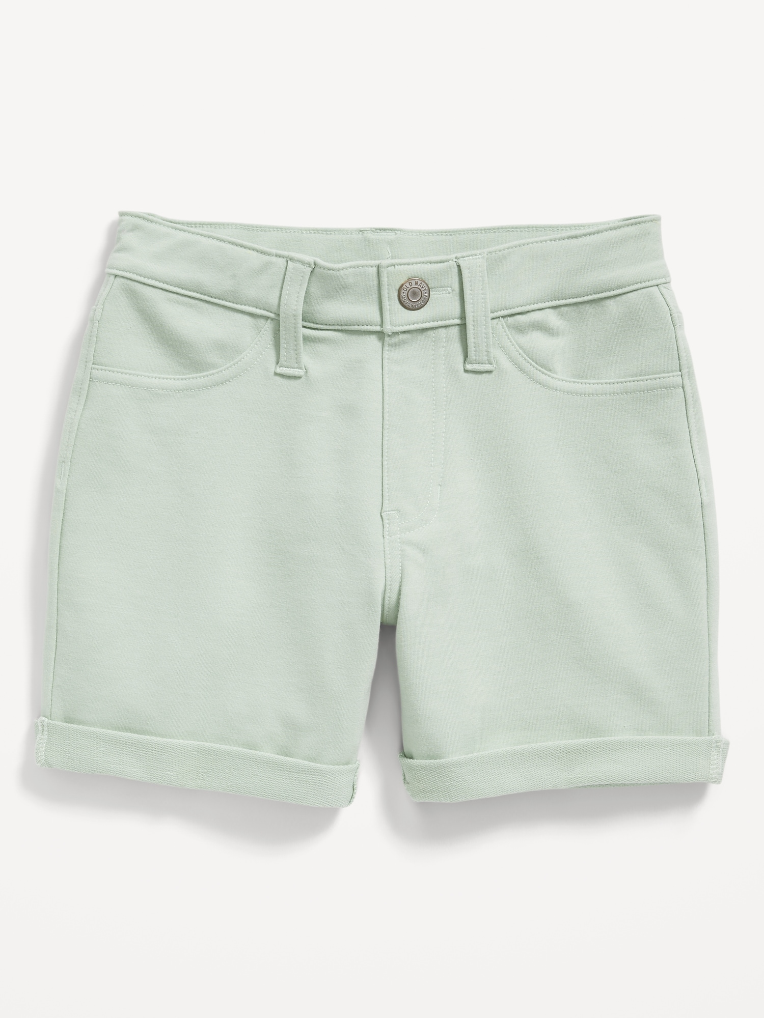 Old Navy French Terry Rolled-Cuff Midi Shorts for Girls green. 1