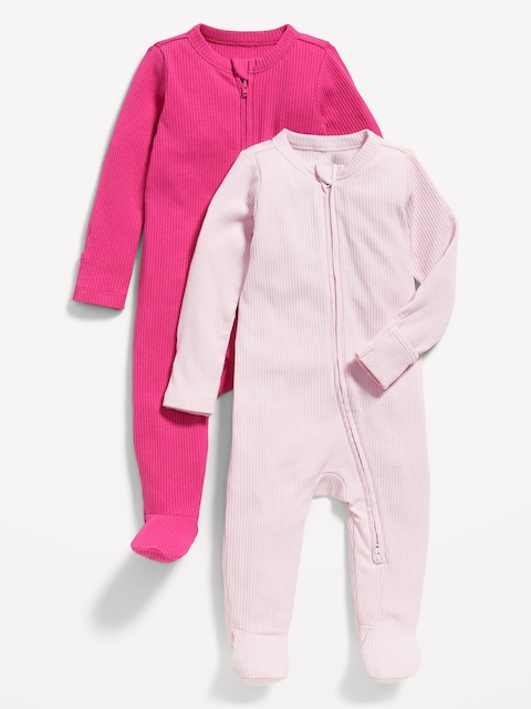 Une-pièce à pieds à glissière bidirectionnelle Nuit ou jeu unisexe pour Bébé (paquet de 2)