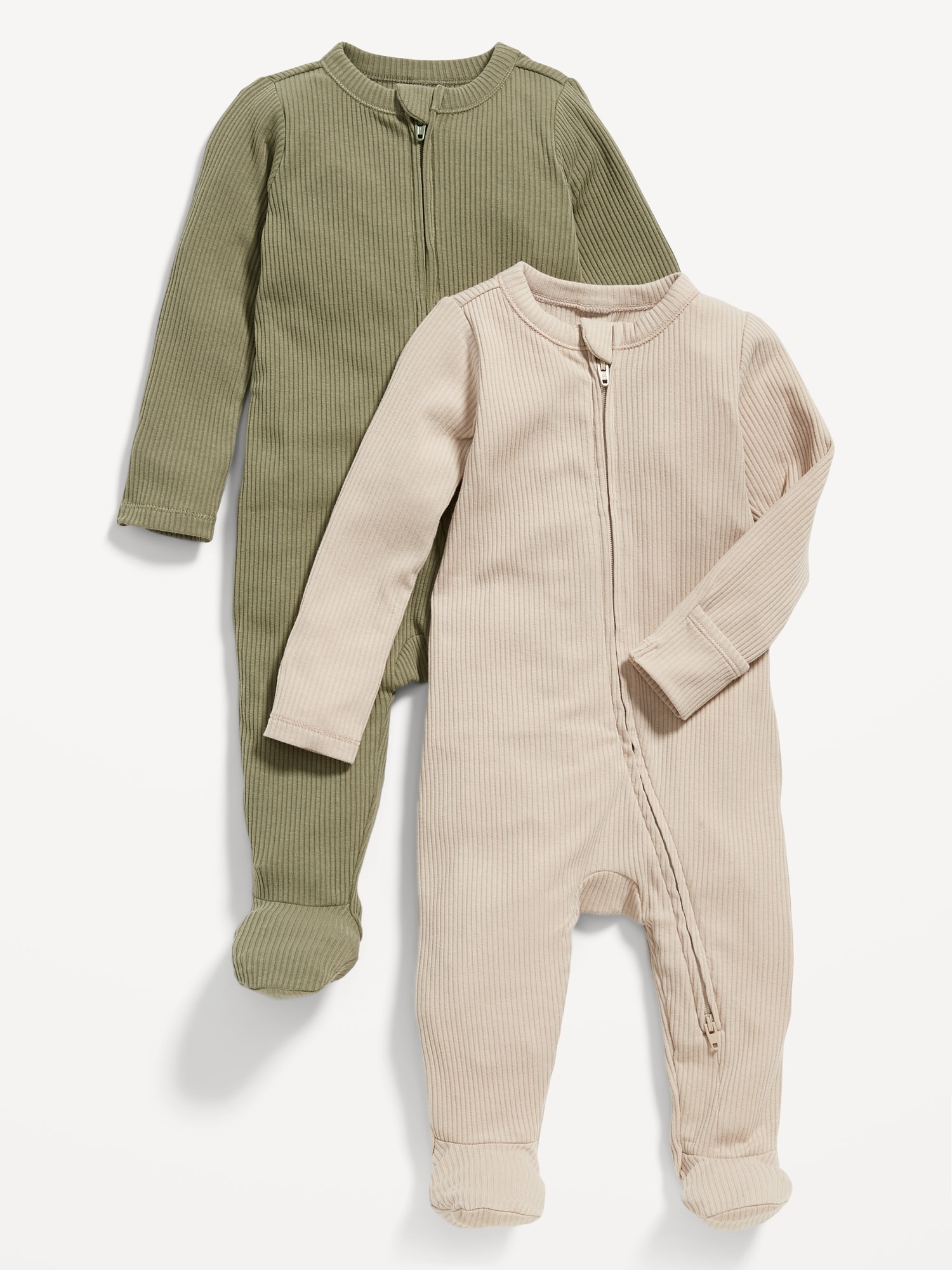 Old Navy Unisex 2-Way-Zip Sleep & Play Footed One-Piece 2-Pack for Baby beige. 1