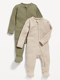 Image number 1 showing, Sleep & Play 2-Way-Zip Footed One-Piece 2-Pack for Baby