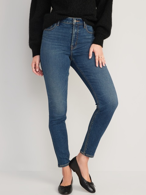 Jean Rockstar Super ajusté taille haute à Chaleur intégrée pour Femme - Bleu