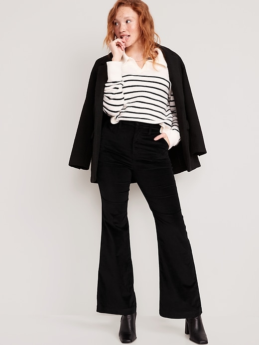Image number 3 showing, Extra High-Waisted Velvet Trouser Flare Pants for Women