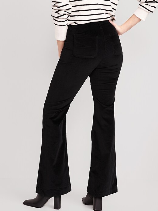 Image number 2 showing, Extra High-Waisted Velvet Trouser Flare Pants for Women