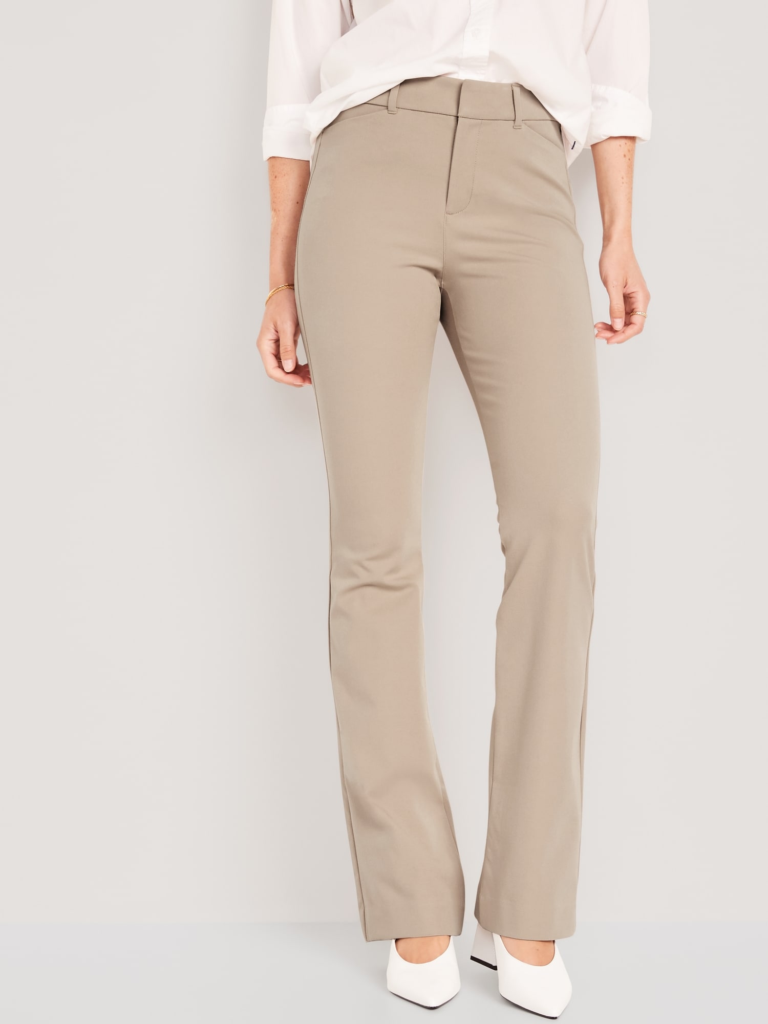 Plus Size High Waisted Pull On Dress Pants - Olive