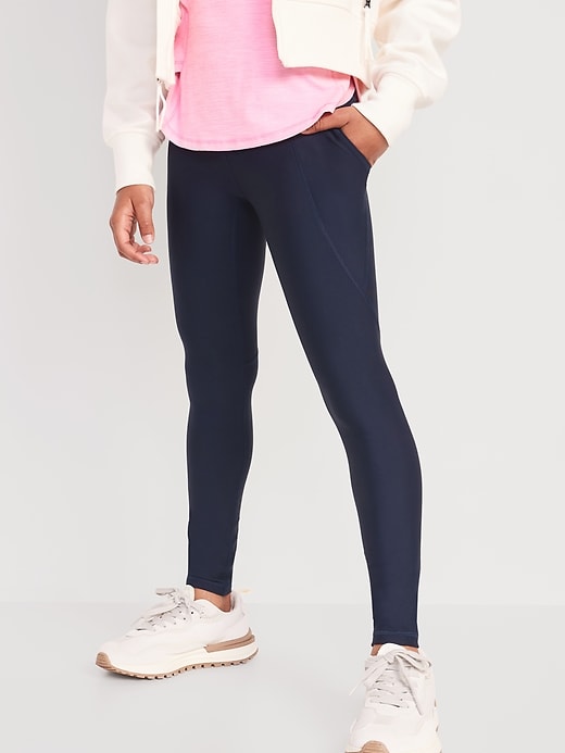 View large product image 1 of 3. High-Waisted PowerSoft Side-Pocket Leggings for Girls