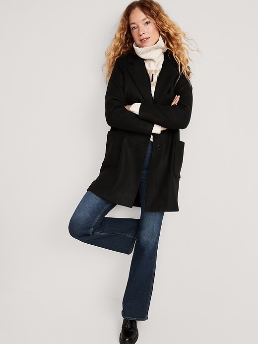 Image number 3 showing, Oversized Soft-Brushed Button-Front Coat for Women