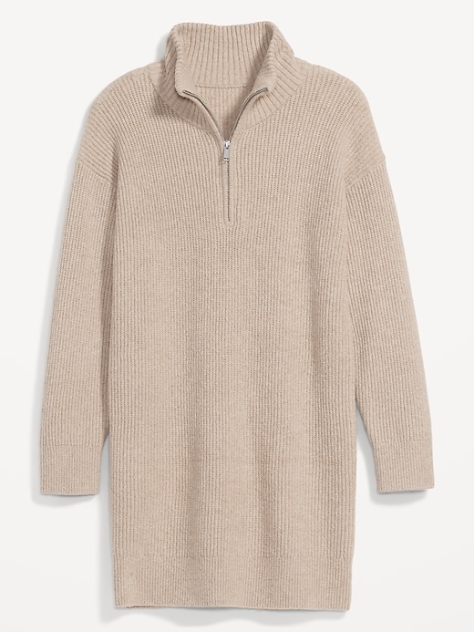 Image number 4 showing, Mock-Neck Quarter-Zip Mini Sweater Shift Dress