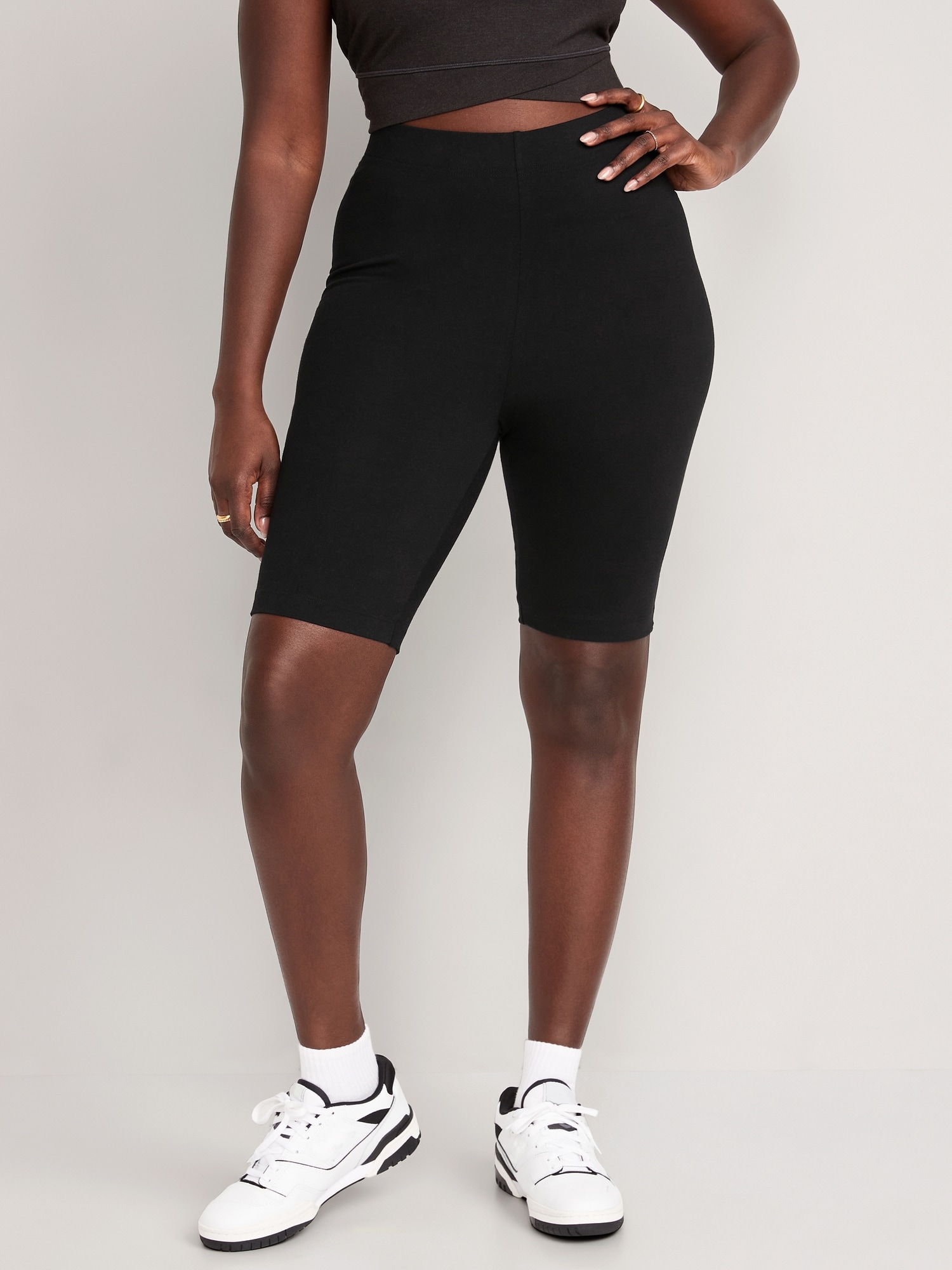 Extra High-Waisted Long Biker Shorts for Women -- 10-inch inseam