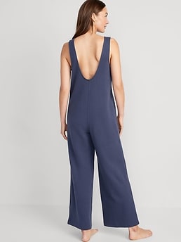 Sleeveless Loose Marled Fleece Lounge Jumpsuit | Old Navy