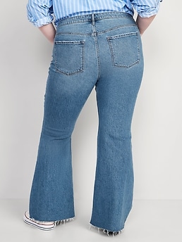 Mid-Rise Cut-Off Super-Flare Jeans