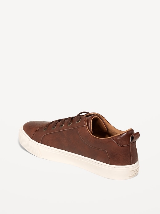 Image number 3 showing, Gender-Neutral Elastic-Lace Faux-Leather Sneakers for Kids