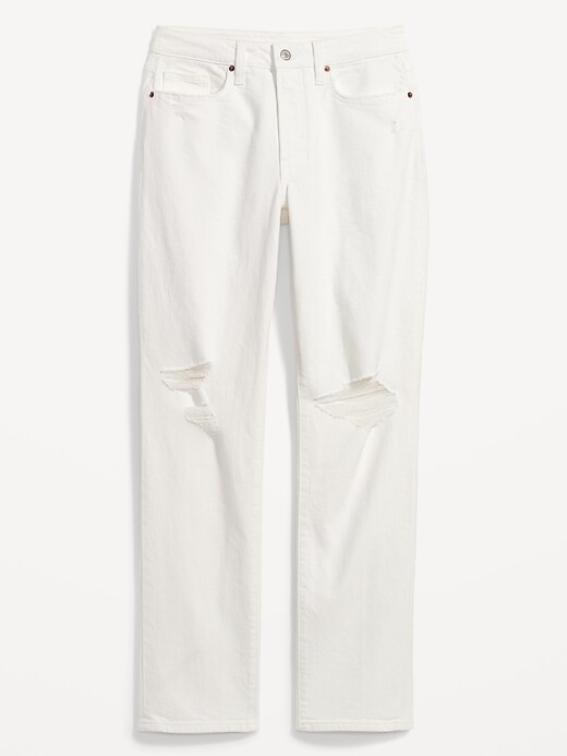 Image number 4 showing, High-Waisted OG Straight White-Wash Ripped Jeans