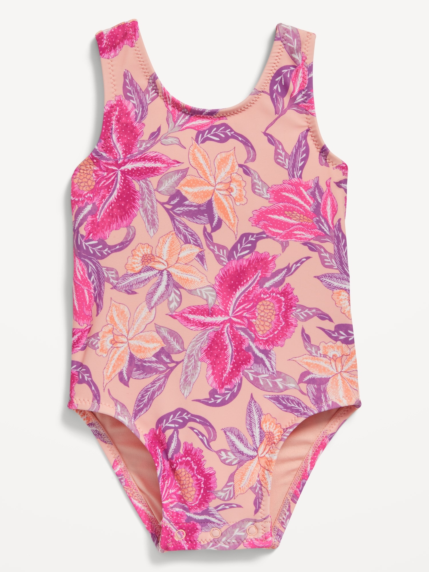 Old Navy Printed Back Tie-Cutout One-Piece Swimsuit for Baby orange. 1