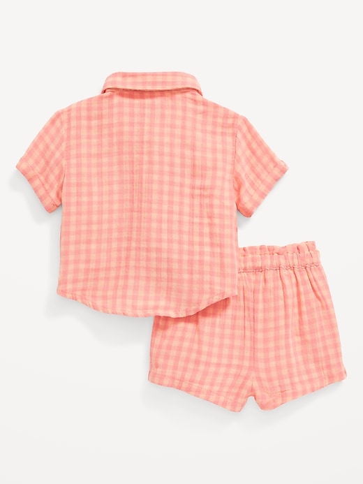 View large product image 2 of 2. Printed Short-Sleeve Double-Weave Pocket Shirt & Shorts Set for Baby