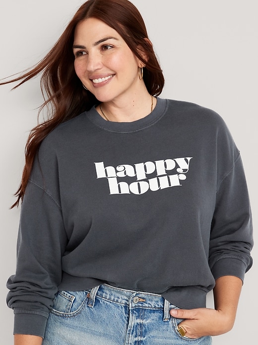 Image number 5 showing, Cropped Vintage French-Terry Sweatshirt for Women