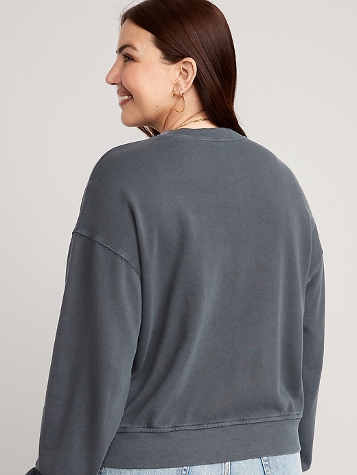 Image number 6 showing, Cropped Vintage French-Terry Sweatshirt for Women