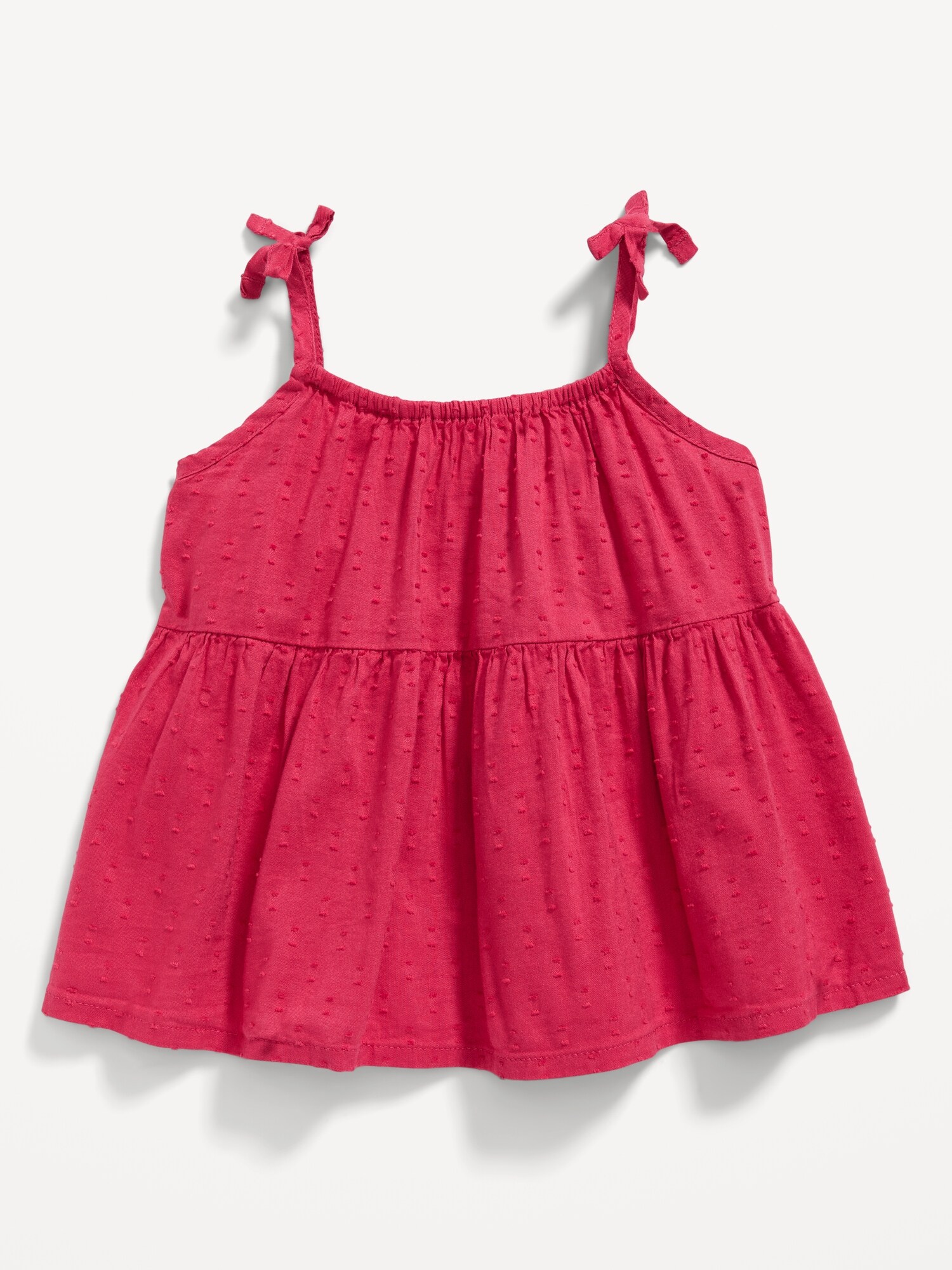 Old Navy Tie-Shoulder Textured Clip-Dot Swing Top for Toddler Girls red. 1